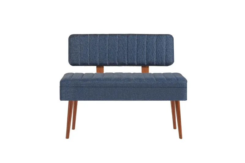 Valsot Bænk 110 cm, Valnød/Mørkeblå