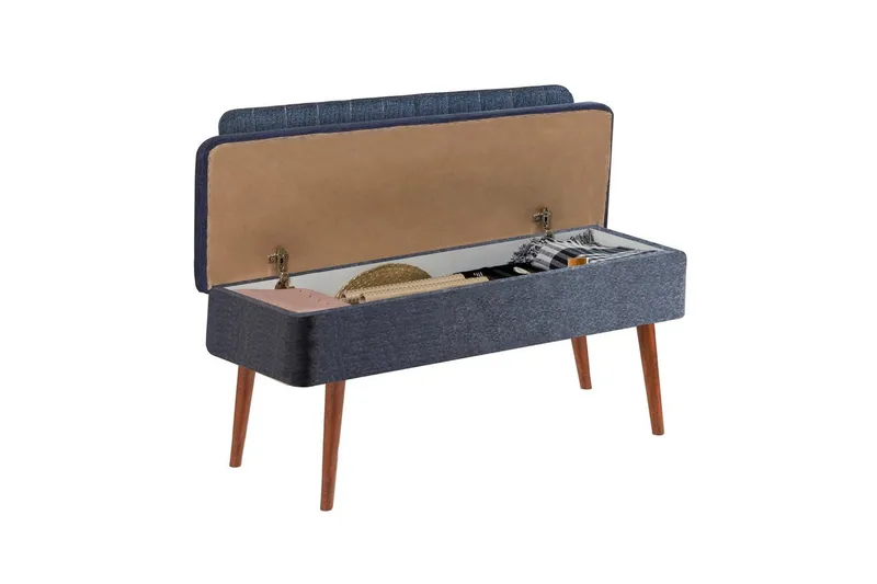 Valsot Bænk 110 cm - Valnød/Mørkeblå - Møbler - Stole & lænestole - Bænke - Entrébænk