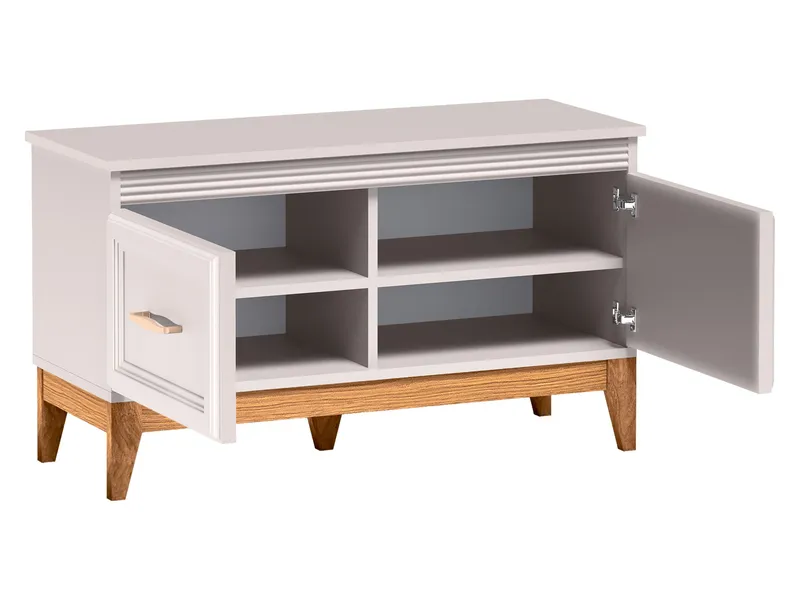 Zeylor skoskab, beige, naturfarvet eg og gylden kobber