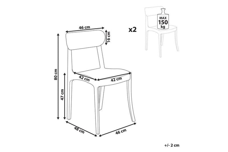Bankettstol Beliani Covington set om 2 Transparent - Møbler - Stole & lænestole - Spisebordsstole & køkkenstole