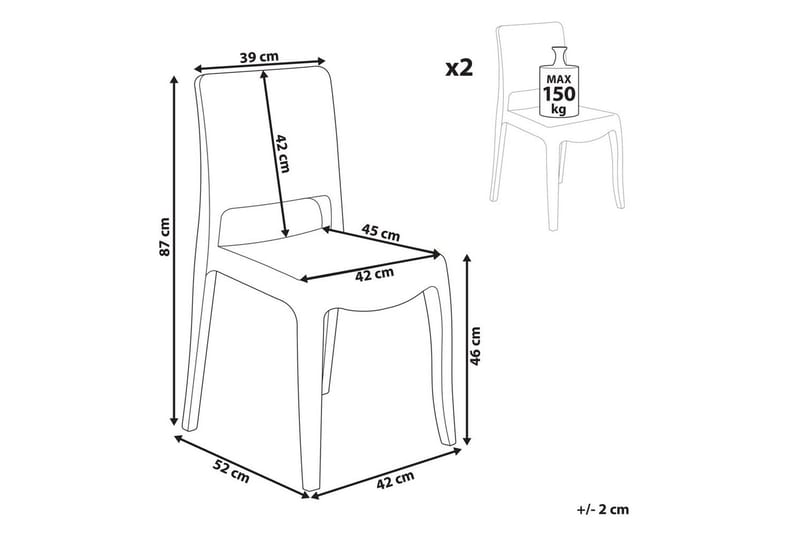 Bankettstol Beliani Westbridge set om 2 Transparent - Møbler - Stole & lænestole - Spisebordsstole & køkkenstole