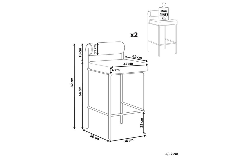 Barstol Amaya sæt af 2 - Møbler - Stole & lænestole - Barstole