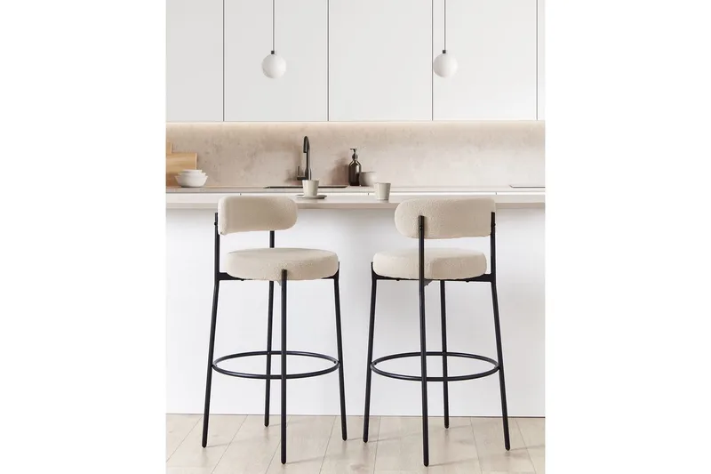 Barstol Beliani Allison set om 2 Beige-Svart Ljusbeige - Møbler - Stole & lænestole - Barstole