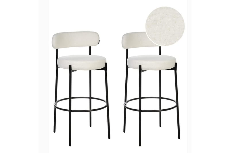 Barstol Beliani Allison set om 2 Beige-Svart White - Møbler - Stole & lænestole - Barstole