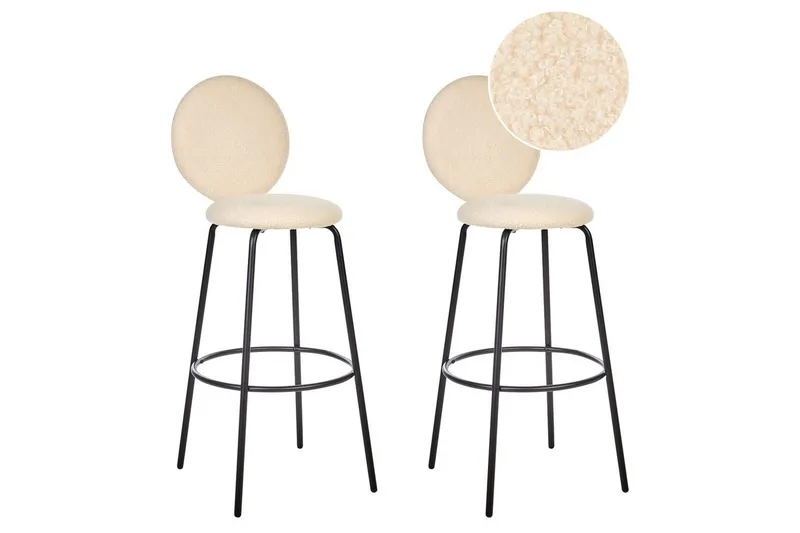 Barstol Beliani Emery set om 2 Beige-Svart Ljusbeige