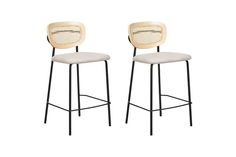 Barstol Beliani Mayetta set om 2 Natur-Beige-Svart Ljusbeige VALUE_MISSING_18132