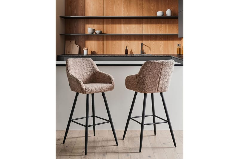 Barstol Casmalia sæt á 2 Beige/sort - Beige/sort - Møbler - Stole & lænestole - Barstole
