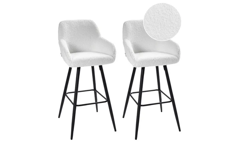 Barstol Casmalia sæt á 2 Hvid/Sort, Hvid/Sort