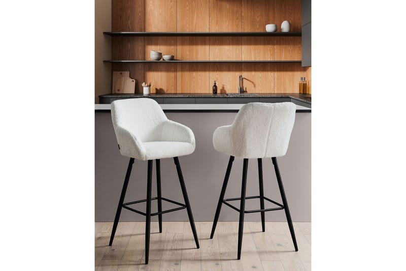 Barstol Casmalia sæt á 2 Hvid/Sort - Hvid/Sort - Møbler - Stole & lænestole - Barstole