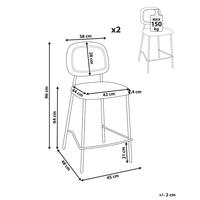 Barstol Duette 2-pak - Grå, sort - Møbler - Stole & lænestole - Barstole