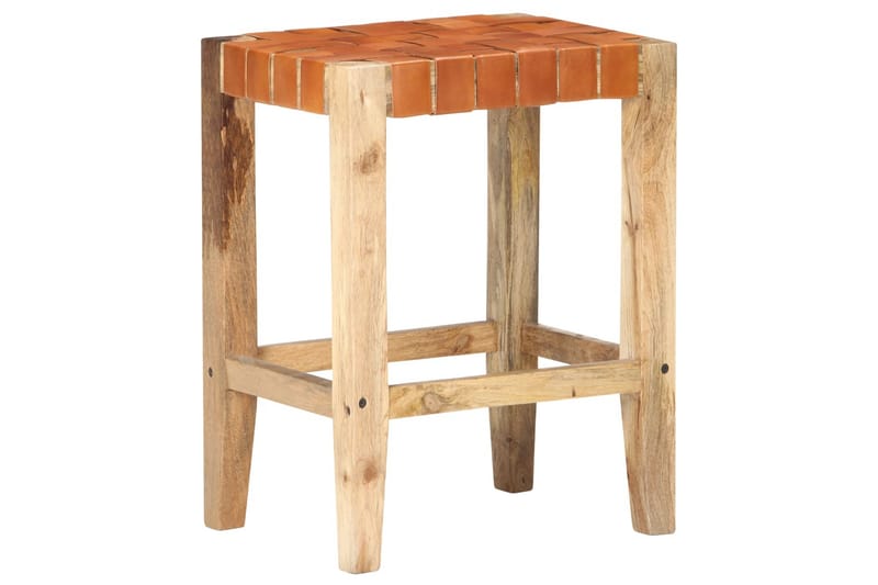 Barstole 2 stk. 60 cm ægte læder brun - Brun - Møbler - Stole & lænestole - Barstole