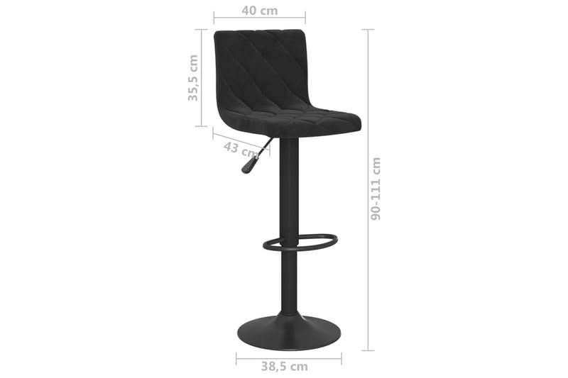 barstole 2 stk. fløjl sort - Sort - Møbler - Stole & lænestole - Barstole