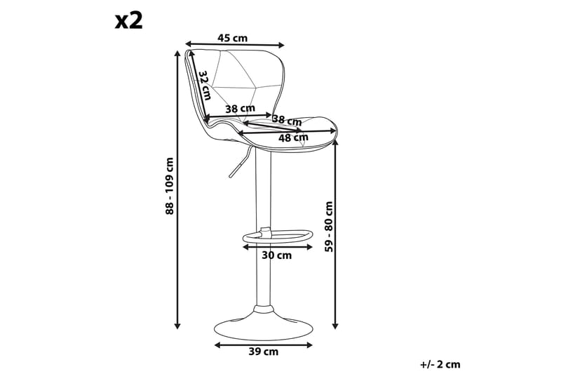 Avaletta Barstol 2stk - Kunstlæder/Sort - Barstole
