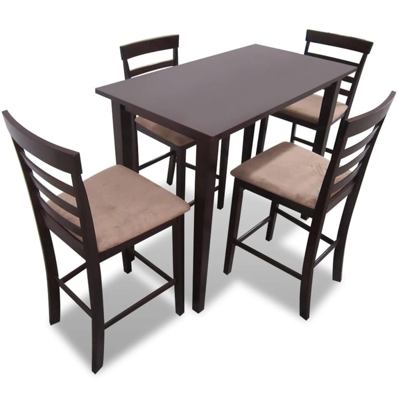 Barbord 4 Barstole Træ Brun - Brun - Møbler - Stole & lænestole - Barstole