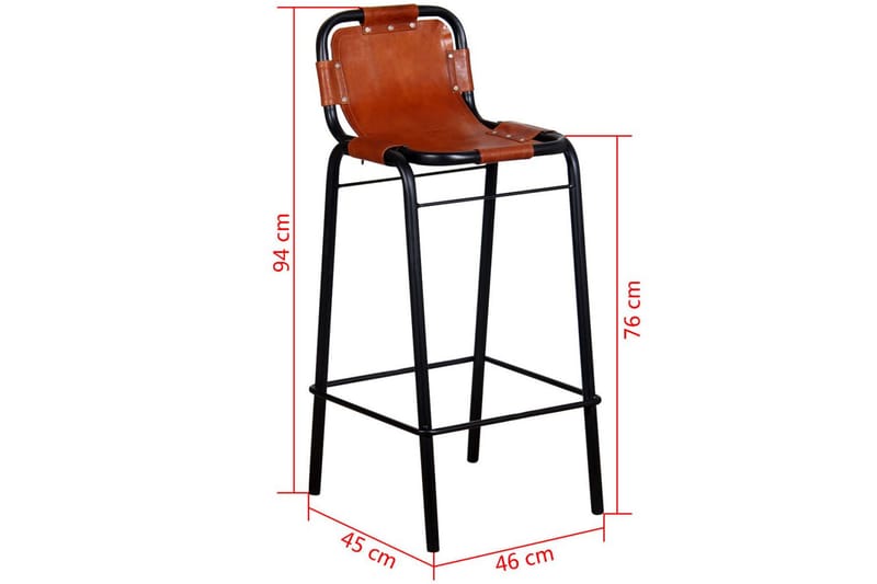 Barstole 2 Stk. Ægte Læder 46 X 45 X 94 Cm - Brun - Møbler - Stole & lænestole - Barstole