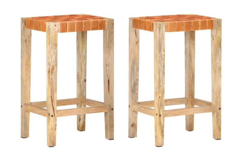 Barstole 2 stk. 75 cm ægte læder brun - Brun - Møbler - Stole & lænestole - Barstole
