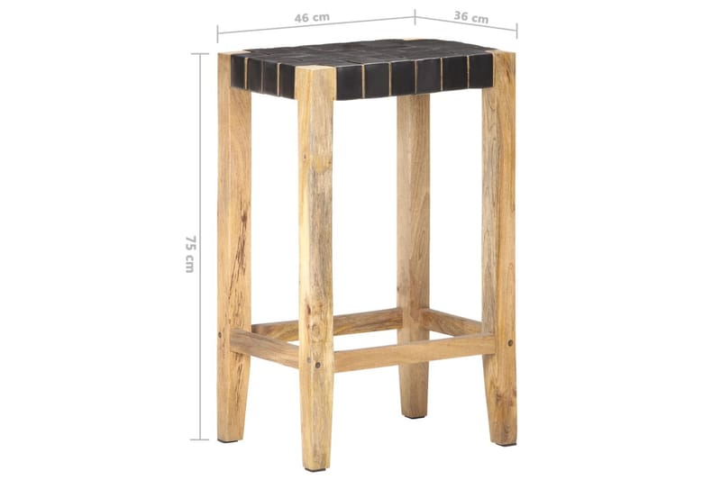 barstole 2 stk. 75 cm ægte skind sort - Sort - Møbler - Stole & lænestole - Barstole