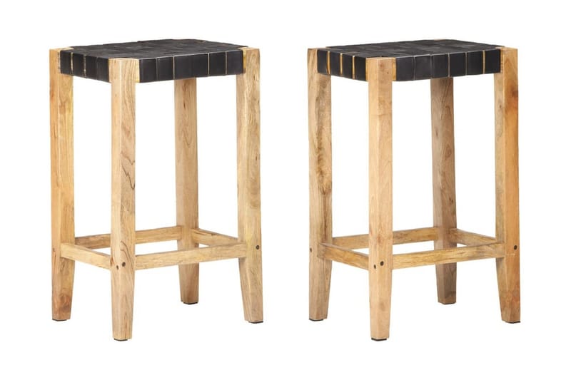 barstole 2 stk. 75 cm ægte skind sort - Sort - Møbler - Stole & lænestole - Barstole
