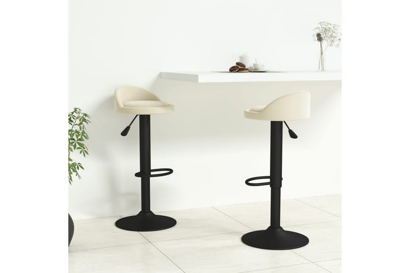 barstole 2 stk. fløjl cremefarvet - Creme - Møbler - Stole & lænestole - Barstole