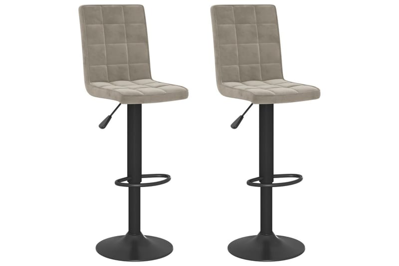 barstole 2 stk. fløjl lysegrå - Grå - Møbler - Stole & lænestole - Barstole