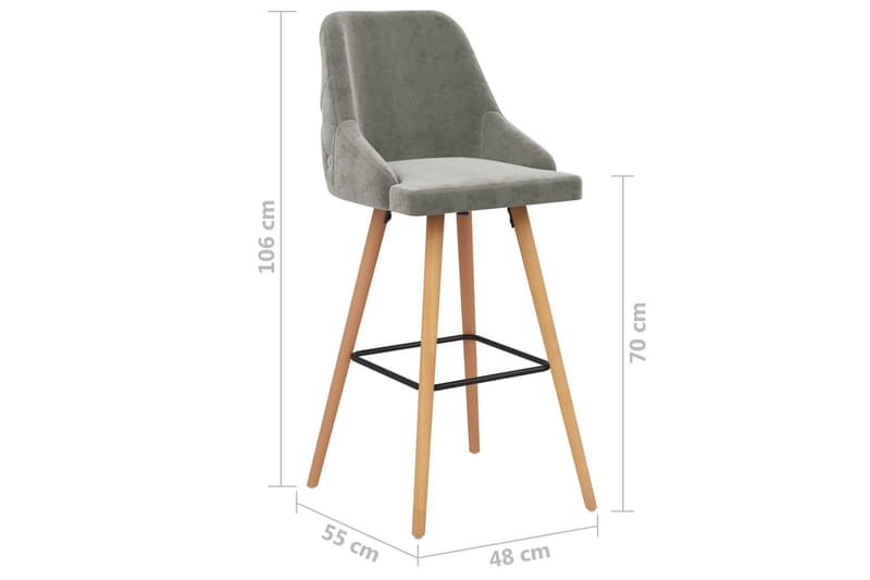 Barstole 2 Stk. Fløjl Lysegr�å - Møbler - Stole & lænestole - Barstole