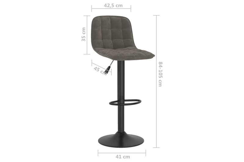 barstole 2 stk. fløjl mørkegrå - Grå - Møbler - Stole & lænestole - Barstole