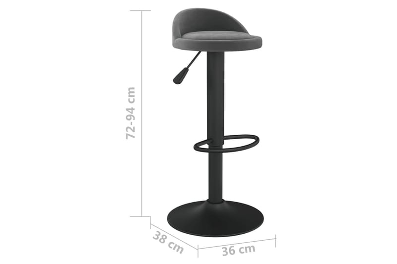 barstole 2 stk. fløjl mørkegrå - Grå - Møbler - Stole & lænestole - Barstole