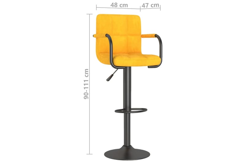 barstole 2 stk. fløjl sennepsgul - Gul - Møbler - Stole & lænestole - Barstole