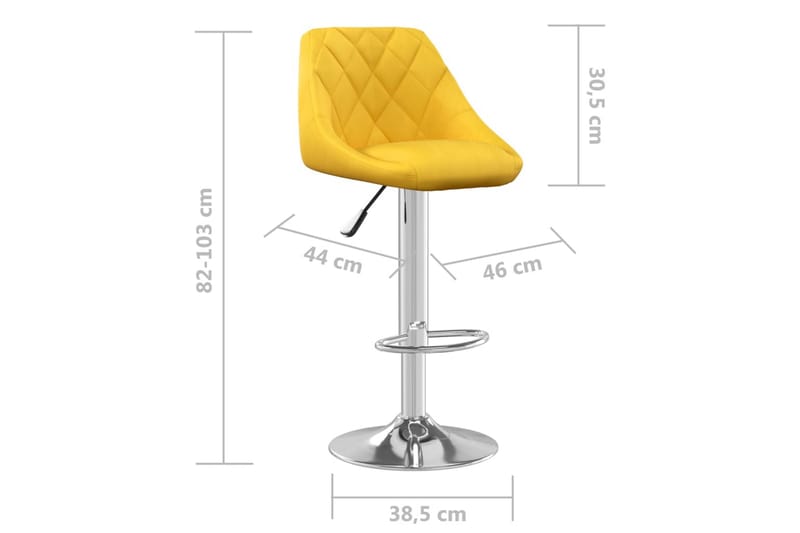 barstole 2 stk. fløjl sennepsgul - Gul - Møbler - Stole & lænestole - Barstole
