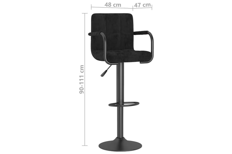 barstole 2 stk. fløjl sort - Sort - Møbler - Stole & lænestole - Barstole