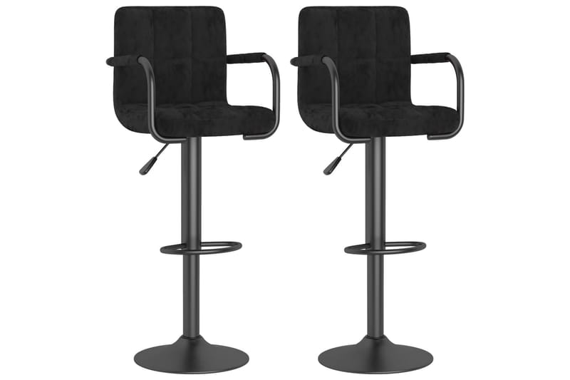 barstole 2 stk. fløjl sort - Sort - Møbler - Stole & lænestole - Barstole