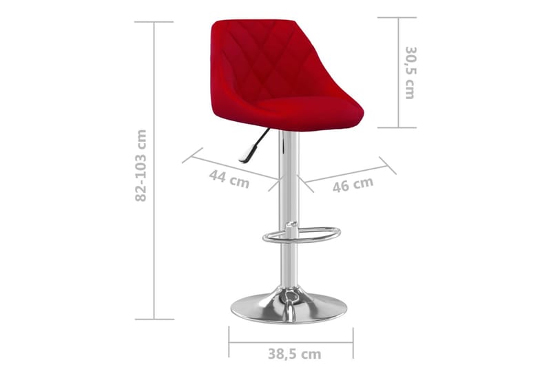 barstole 2 stk. fløjl vinrød - Rød - Møbler - Stole & lænestole - Barstole