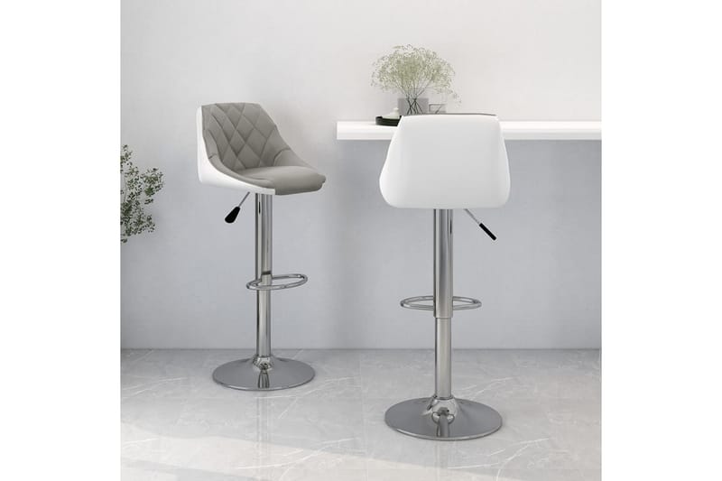 barstole 2 stk. kunstlæder grå og hvid - Grå - Barstole