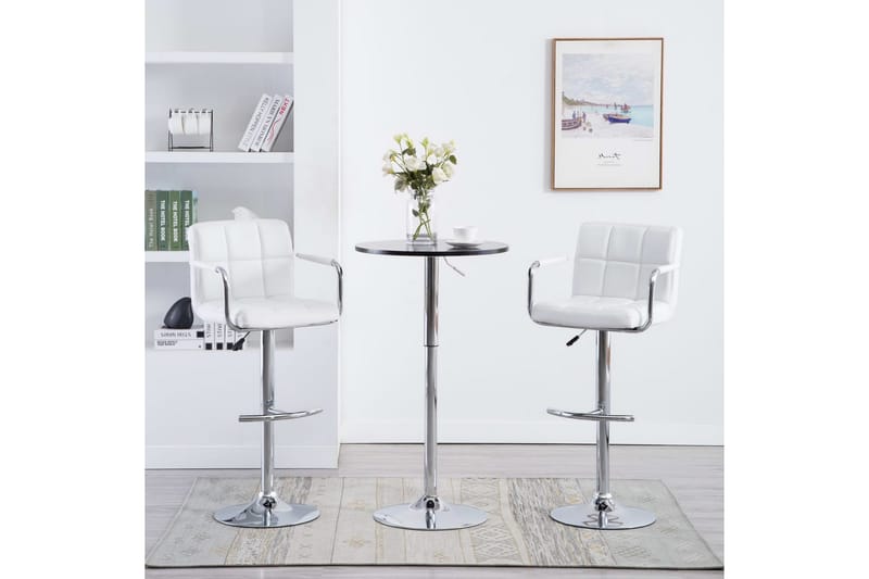 Barstole 2 Stk. Kunstlæder Hvid - Hvid - Møbler - Stole & lænestole - Barstole