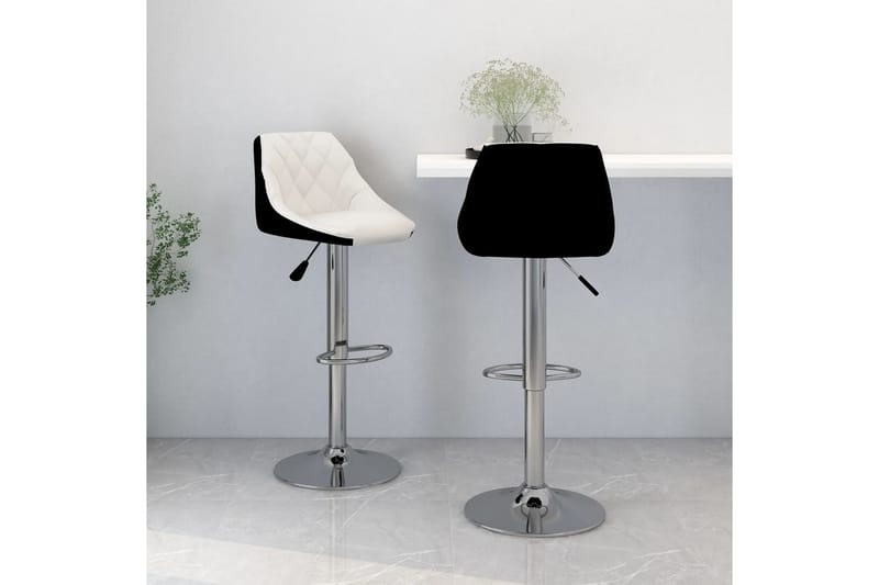 barstole 2 stk. kunstlæder hvid og sort - Sort - Barstole
