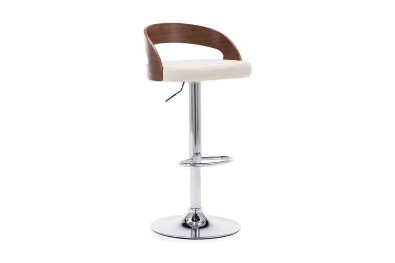 Barstole 2 stk. kunstlæder og bøjet træ cremefarvet - Creme - Møbler - Stole & lænestole - Barstole