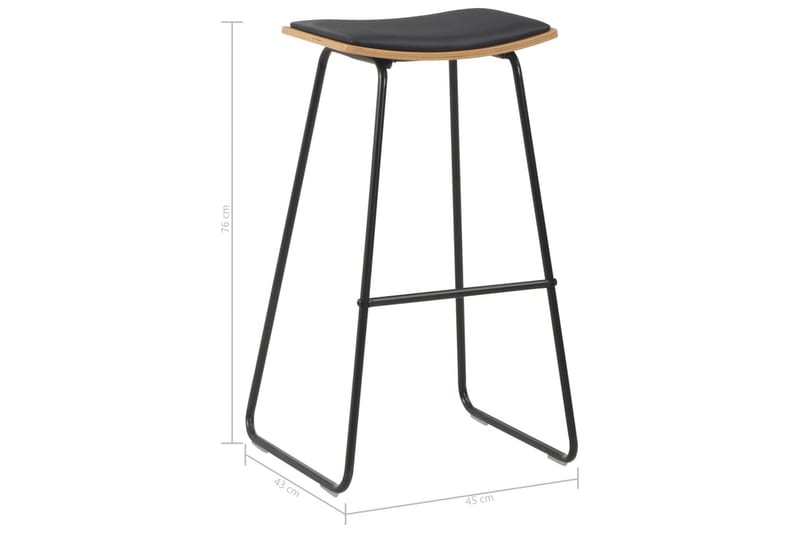 Barstole 2 Stk. Kunstlæder Stål Sort - Sort - Møbler - Stole & lænestole - Barstole