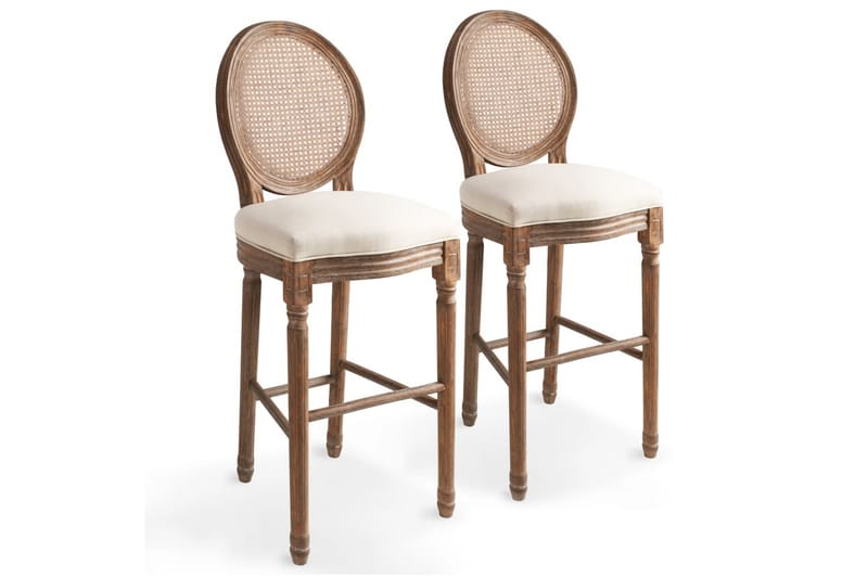 Barstole 2 Stk. Lærred Rattan 48 X 52 X 123 Cm Cremehvid - Beige - Møbler - Stole & lænestole - Barstole