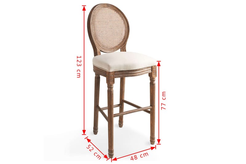 Barstole 2 Stk. Lærred Rattan 48 X 52 X 123 Cm Cremehvid - Beige - Møbler - Stole & lænestole - Barstole