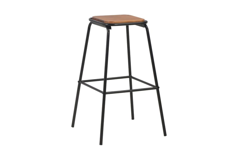 Barstole 2 Stk. Massivt Fyrretræ Og Stål Sort - Sort - Møbler - Stole & lænestole - Barstole