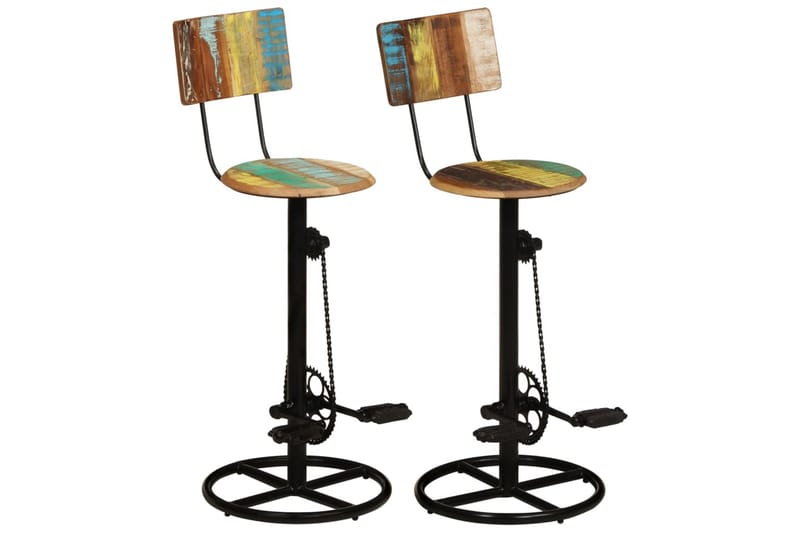 barstole 2 stk. massivt genbrugstræ - Flerfarvet - Barstole