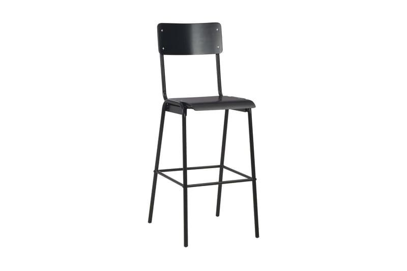 Barstole 2 Stk. Massivt Krydsfinér Stål Sort - Sort - Møbler - Stole & lænestole - Barstole