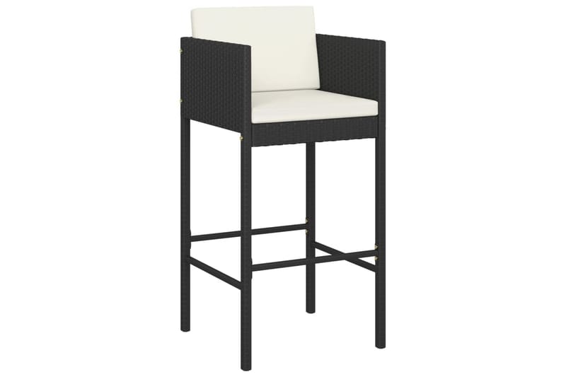 barstole 2 stk. med hynder polyrattan sort - Sort - Møbler - Stole & lænestole - Barstole