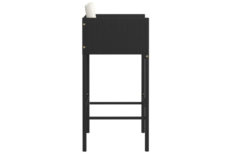 barstole 2 stk. med hynder polyrattan sort - Sort - Barstole