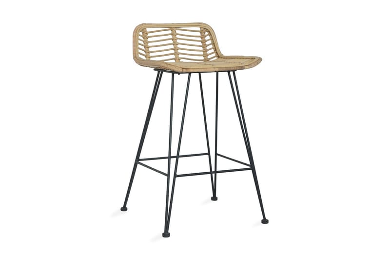 Barstole 2 stk. rattan naturfarvet - Brun - Møbler - Stole & lænestole - Barstole