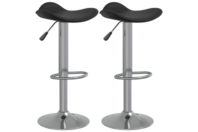 barstole 2 stk. stål og kunstlæder krom og sort - Sort - Barstole