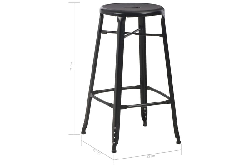 Barstole 2 Stk. Stål Sort - Sort - Møbler - Stole & lænestole - Barstole