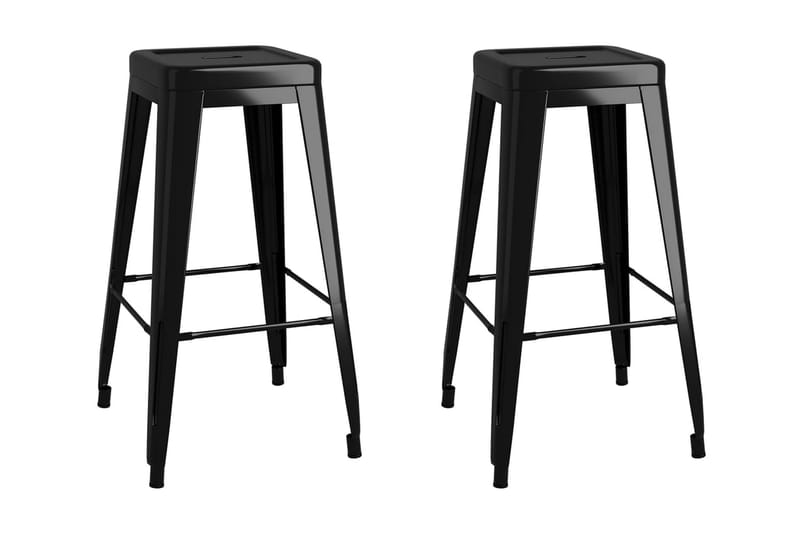 Barstole 2 Stk. Stabelbare Metal Sort - Møbler - Stole & lænestole - Barstole