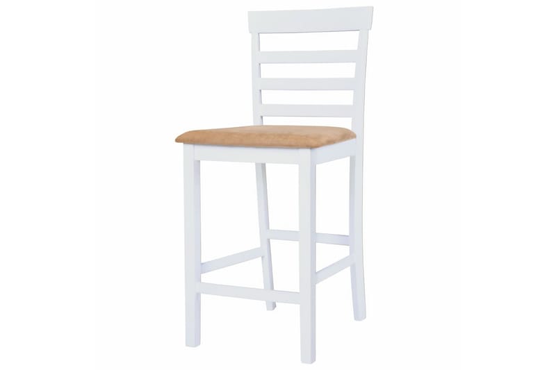 Barstole 2 Stk. Træ Hvid Og Beige - Hvid - Møbler - Stole & lænestole - Barstole