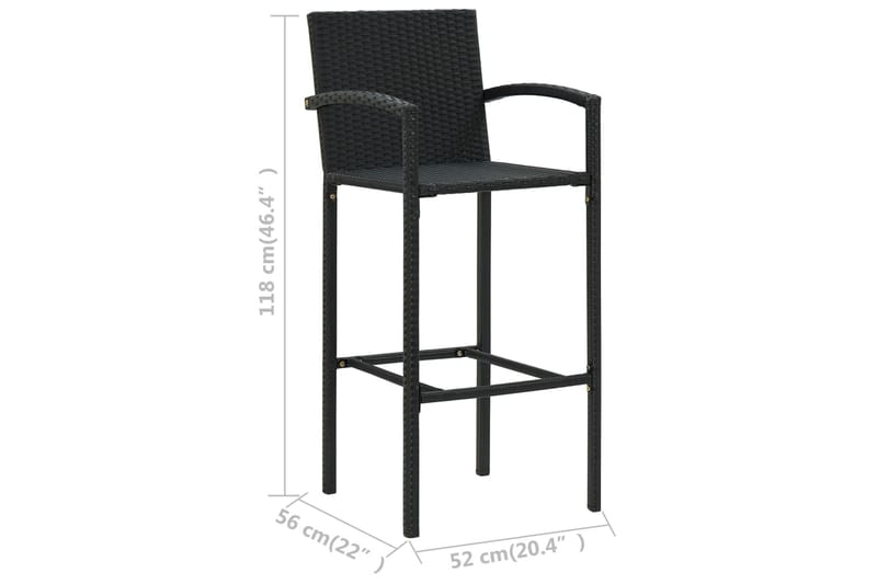 barstole 2 stk. polyrattan sort - Sort - Møbler - Stole & lænestole - Barstole